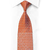 Gravata Pierre Cardin de seda com strass prateada geométrica em laranja com brilhos