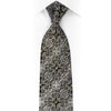 Premierlux Silk Necktie Silver Filigree On Black With Sparkling Rhinestones