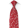 Premierlux Rhinestone Silk Necktie Silver Filigree On Red With Red Sparkles