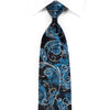 Gravata de seda com strass Premierlux em prata enrolada em paisley azul marinho