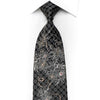 Renoma Men's Crystal Silk Tie Silver Floral em preto com brilhos prateados