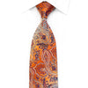 Gravata de seda cristal strass Anthemion Paisley em laranja por Renoma