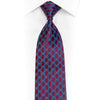 Blue Interlocking Trellis On Burgundy Rhinestone Necktie With Blue Sparkles