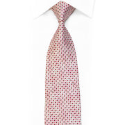 Gravata de seda com strass rosa pontos bordô em branco com brilhos de Roberta di Camerino