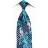 Rogers Dail Rhinestone Silk Necktie Blue Acanthus On Navy With Sparkles