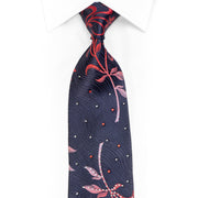 Gravata floral vermelha em seda com strass marinho