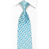 TLS Rhinestone Silk Necktie Light Blue Checkered With Sparkles