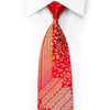 Gravata de seda com strass Ungaro Chevron floral em vermelho com brilhos