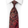 Vito Rufolo Gravata de seda com strass Borgonha Anthemion Paisley em preto com brilhos