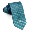 Andre Kim Men's Silk Rhinestone Tie Turquoise Anthemion On Navy Blue With Sparkles - San-Dee