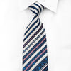 Aquascutum Men's Crystal Rhinestone Tie White Striped Floral On Navy Silk With Purple Sparkles - San-Dee