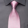 Aquascutum Men's Silk Tie Interlocking Chains On Pink With Silver Sparkles - San-Dee