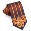 Aquascutum Rhinestone Silk Necktie Orange Damask On Black Classic 3 1/2 Inch - San-Dee