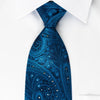 Aquascutum Silk Tie Paisley On Blue With Crystal Rhinestones - San-Dee