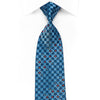 Armarichi Men's Crystal Rhinestone Silk Necktie Blue Checkered With Silver Sparkles - San-Dee