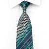 Armarichi Men's Crystal Rhinestone Silk Necktie Striped On Blue With Silver Sparkles - San-Dee