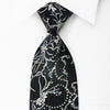 Armarichi Rhinestone Tie Silver Floral On Black With SIlver Sparkles - San-Dee