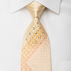 Arnaldo Bassini Mens Rhinestone Silk Necktie Geometric On Orange With Gold Sparkles - San-Dee