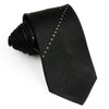 Arnaldo Bassini Men's Woven Silk Neck Tie White Rhinestones On Black - San-Dee