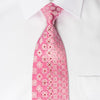 Arnaldo Bassini Rhinestone Necktie Geometric On Pink With Silver Sparkles - San-Dee