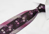 Arnaldo Bassini Silk Crystal Rhinestone Necktie Floral On Purple With Silver Sparkles - San-Dee
