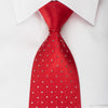 Arnaldo Bassini Silk Necktie Rhinestones On Solid Red With Silver Sparkles - San-Dee