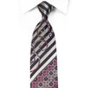Arpeggio Rhinestone Necktie Silver Striped Scrolls On Black With Sparkles - San-Dee