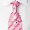 Arpeggio Rhinestone Silk Necktie Striped On Pink With Pink Sparkles - San-Dee