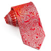 Austin Reed Men's Silk Rhinestone Tie Silver Orange Paisley & Checker On Red - San-Dee