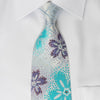 Austin Reed Rhinestone Necktie Floral On Blue With Silver Sparkles - San-Dee