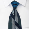 Austin Reed Rhinestone Silk Necktie Vertical Striped On Navy Covered With Turquoise Sparkles - San-Dee