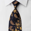 Austin Reed Rhinestone Tie Golden Vines On Black With Silver Sparkles - San-Dee