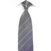 Avalon Mens Crystal Rhinestone Silk Tie Geometric Weave & Stripes On Purple Silver With Sparkles - San-Dee