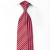 Basic Elle Men's Crystal Rhinestone Silk Necktie Burgundy Striped & Checkered With Silver Sparkles - San-Dee