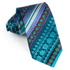 Basic Elle Mens Silk Rhinestone Necktie Turquoise Purple Stripes & Anthemion - San-Dee