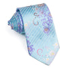 Beverly Hills Polo Club Rhinestone Silk Neck Tie Floral Design On Light Blue - San-Dee