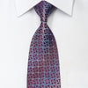 Brentwood Men's Silk Necktie Blue Trellis On Burgundy Sparkling With Rhinestones - San-Dee