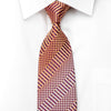 Brentwood Men's Silk Rhinestone Necktie Orange Checker Striped On Purple - San-Dee
