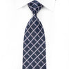Bruno Baffi Men's Crystal Silk Necktie Silver Striped Checker On Blue With Silver Sparkles - San-Dee