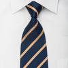 Bruno Baffi Men's Silk Necktie Gold Striped On Navy Cartouche Sparkling With Rhinestones - San-Dee