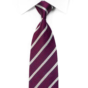 Bruno Baffi Rhinestone Silk Necktie Silver Striped Purple Cartouche On Navy - San-Dee