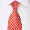 Bruno Baffi Rhinestone Silk Tie Silver Trellis On Red With Silver Sparkles - San-Dee
