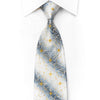Cabrini Men's Crystal Rhinestone Silk Necktie Cartouche On Silver With Gold Sparkles - San-Dee