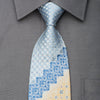 Cabrini Rhinestone Silk Necktie Cartouche On Blue With Silver Sparkles - San-Dee