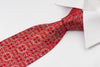 Cabrini Rhinestone Silk Tie Fleur De Lis Motif On Red With Silver Sparkles - San-Dee