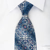 Cabrini Silk Tie Gorgeous Cartouche Damask On Blue With Rhinestones - San-Dee