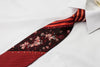 Charles de Alma Crystal Rhinestone Necktie Floral & Stripes On Burgundy With Sparkles - San-Dee