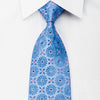 Charles Jourdan Mens Rhinestone Silk Necktie Floral On Blue - San-Dee