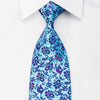 Charles Jourdan Rhinestone Silk Necktie Purple Anthemion On Blue - San-Dee