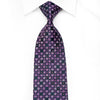 Christian Aujard Men's Crystal Rhinestone Silk Necktie Purple Geometric On Navy With Sparkles - San-Dee